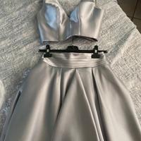 Vestito VISII grigio perla effetto raso