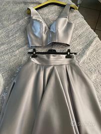 Vestito VISII grigio perla effetto raso