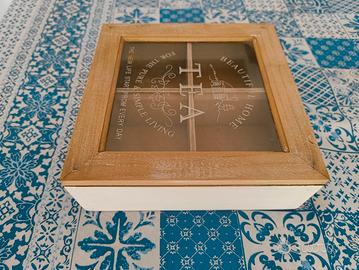 scatola porta the in legno