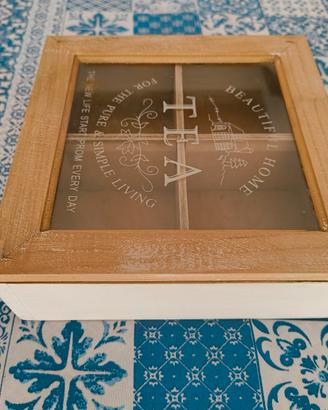 scatola porta the in legno