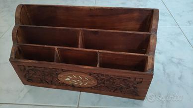 Porta lettere da scrivania  in legno Intagliato - 