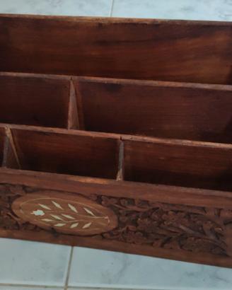 Porta lettere da scrivania  in legno Intagliato - 