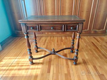 Scrivania tavolo da gioco con poltroncina in pelle