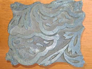 raro timbro vintage stile batik legno intagliato