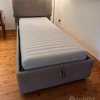 letto singolo con cassettone e materasso 