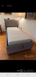 letto singolo con cassettone e materasso 
