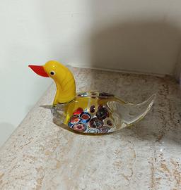 Statuina Anatra in vetro di Murano con Murrine