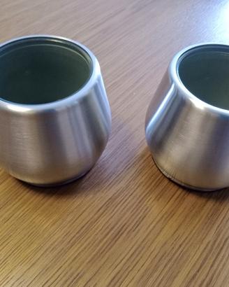Coppia di vasi in acciaio (interno vetro)