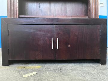 Mobile Porta TV in Legno Massello Scuro con 2 Ante