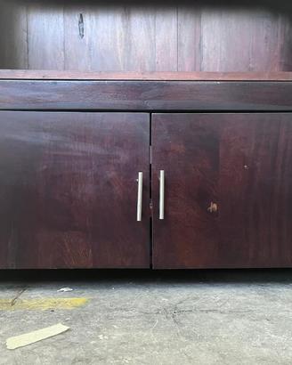 Mobile Porta TV in Legno Massello Scuro con 2 Ante