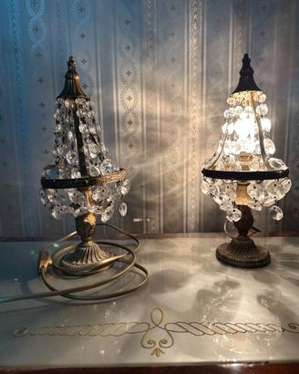 Coppia abat-jour vintage con cristalli