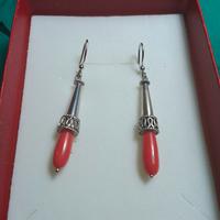 orecchini argento  con pendoli corallo Sard