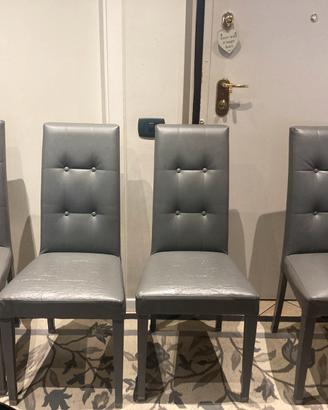 Set 4 sedie Zamagna in Ecopelle grigio scuro
