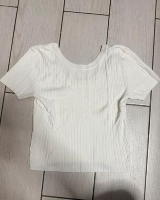 Top maglia bershka corta bianca taglia S