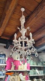 Lampadario in ferro battura bianco (stile shabby)