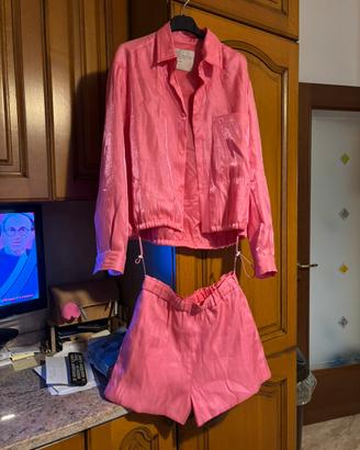 Completo set co-ord FORTE_FORTE rosa lucido Tg S/M