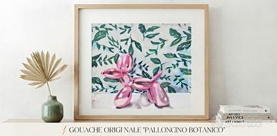 Quadro originale – cane a palloncino rosa