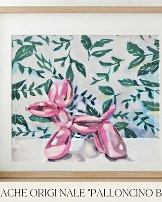 Quadro originale – cane a palloncino rosa