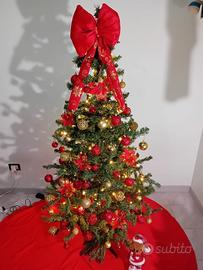 albero di natale 180cm con addobbi