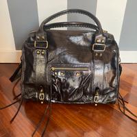 Borsa in pelle invecchiata nera