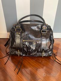 Borsa in pelle invecchiata nera