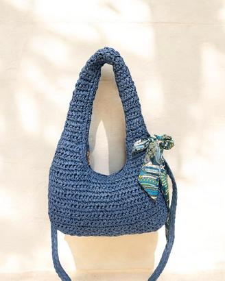 Borsa intrecciata donna con foulard  21x33 vari 🎨