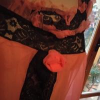 negligè con pizzo, babydoll in raso rosa, vintage