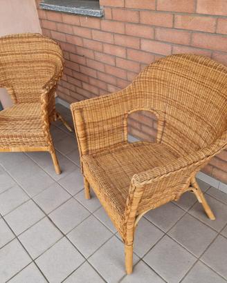 Salottino in vimini – 2 poltrone + tavolino
