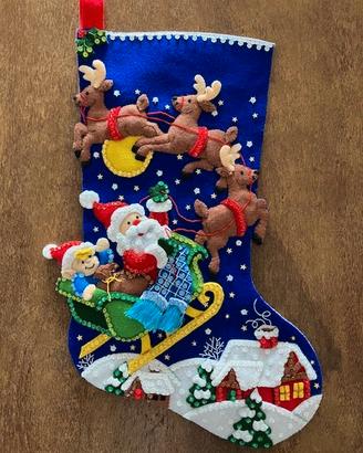 calza Befana e Natale cucita a mano