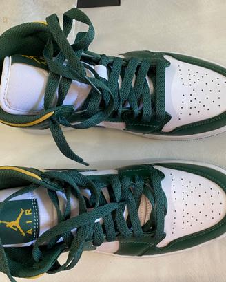 Scarpe AIR Jordan Mid 1 verde giallo bianco n. 41