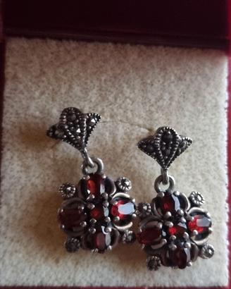 Orecchini vintage argento 925 e granato