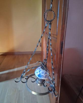 Lampadario a soffitto anni 50/70 in ferro/ceramica