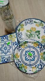 kit di piatti in cartoncino  con limoni x 20 perso