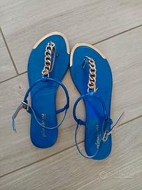 Sandali donna blu con catena dorata - n 40