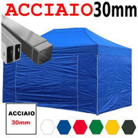 Gazebo pieghevole 3x4,5m acciaio telo BLU chiosco