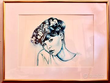 Stampa Artistica Ragazza con fiori