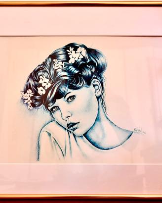 Stampa Artistica Ragazza con fiori