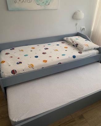 LETTO DOPPIO ESTRAIBILE E SOLLEVABILE COMPLETO