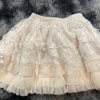 Burleska White Lace & Satin Tiered Mini Skirt