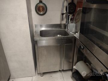 lavello grande vasca in acciaio  e mobiletto 