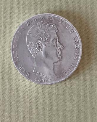 Moneta 5 lire Regno Sardegna 1835 
