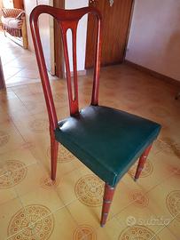 2 sedie mogano pelle e ottone