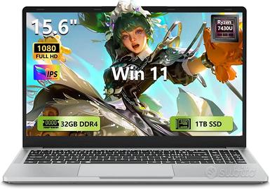PC Portatile 15,6" Ryzen 5 7430U, 32GB RAM 1TB SSD