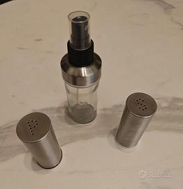 Kit per condimenti in vetro ed acciaio inox