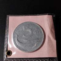 5 Lire 1953 Delfino Sigillata Italia