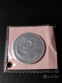 5 Lire 1953 Delfino Sigillata Italia