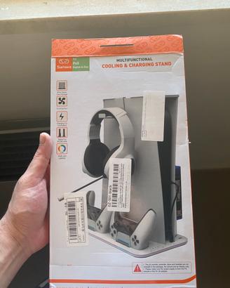 Stand verticale per PS5 con led e base di ricarica