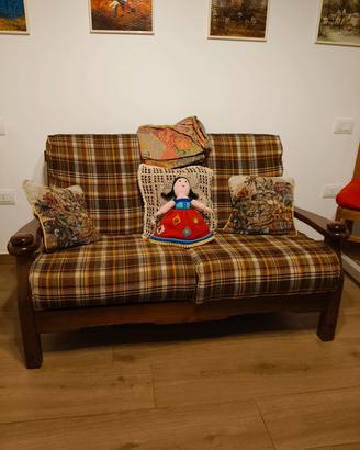 divano 2 posti in legno massello stile rustico