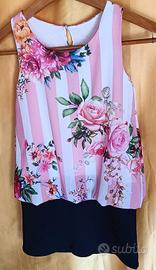 vestito bambina sbracciato anni 10/12 cotone elast