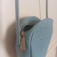 Tracolla tonda Lanvin celeste in pelle di struzzo 